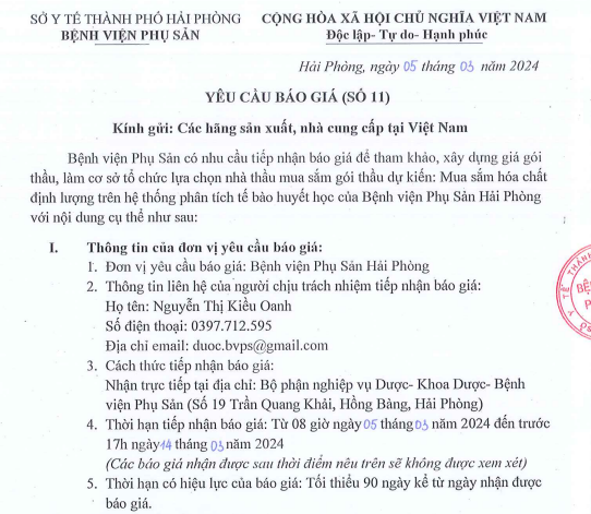 Yêu cầu báo giá (số 11)Tin tức bệnh viện